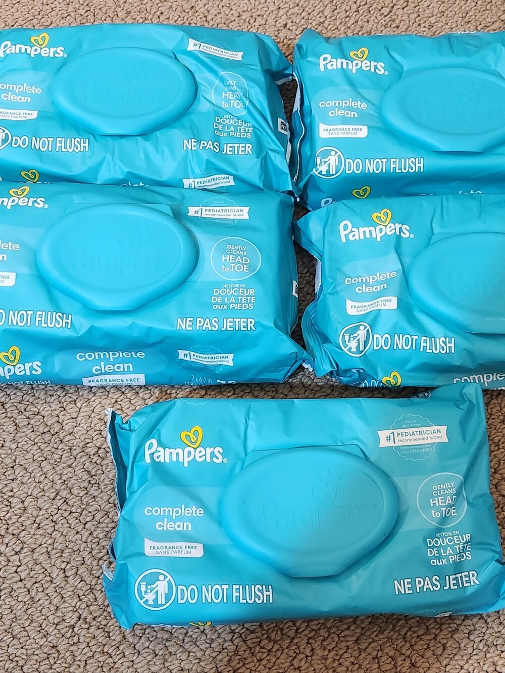 New Packages of Pampers Complete Clean Fragrance Free Baby Wipes 72 Count